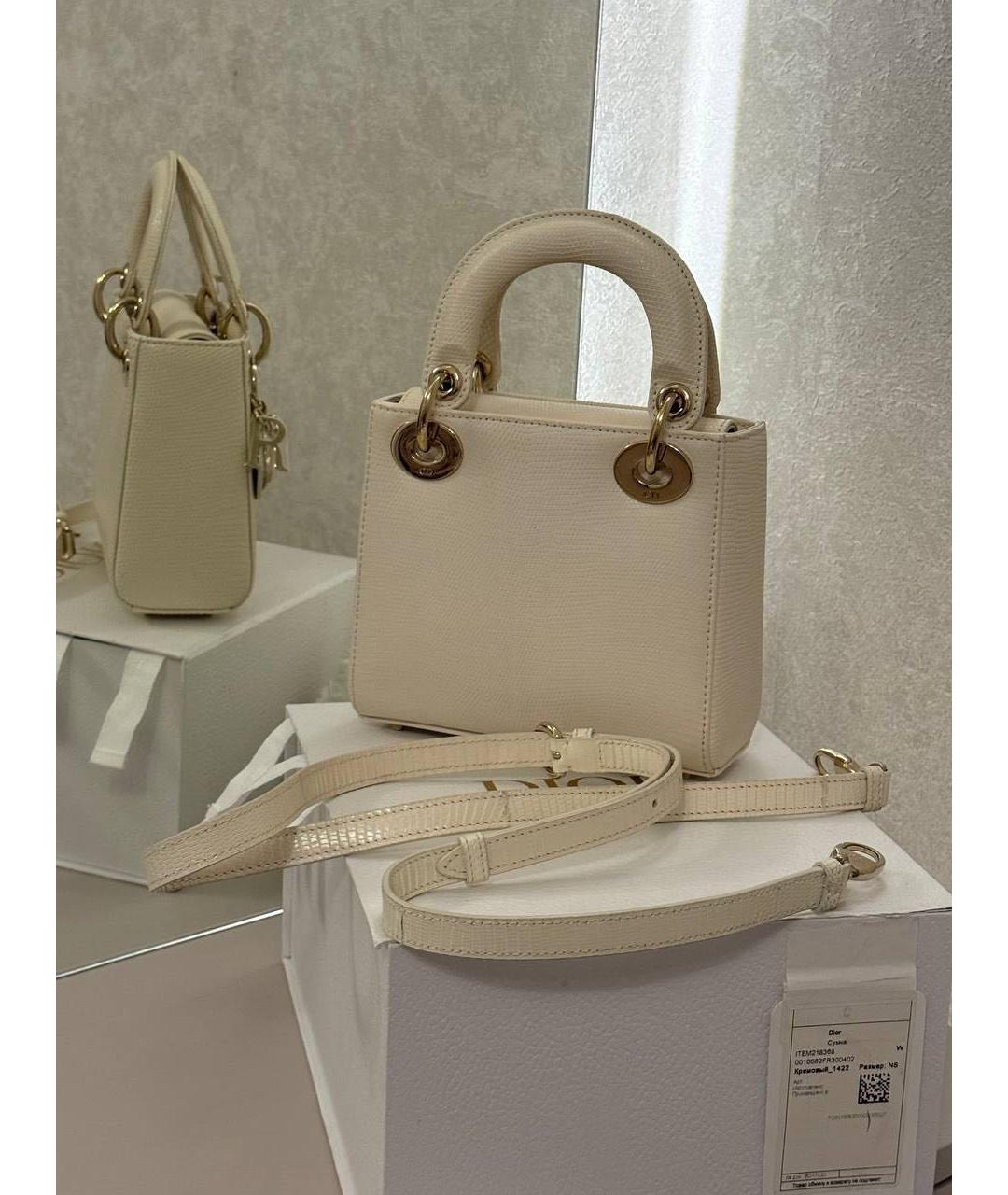 CHRISTIAN DIOR Белая кожаная сумка с короткими ручками, фото 3