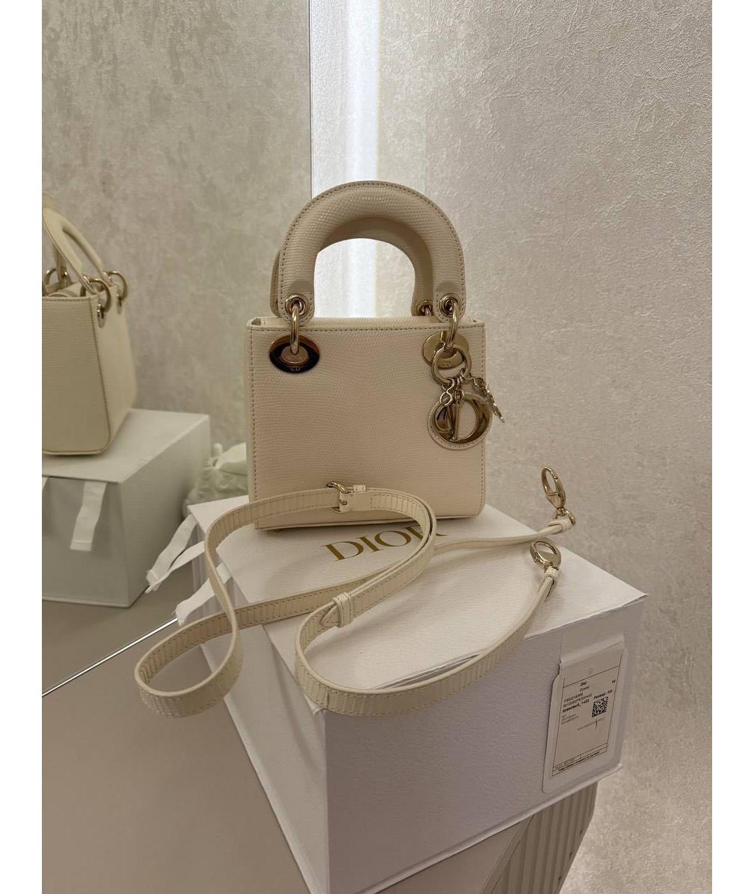 CHRISTIAN DIOR Белая кожаная сумка с короткими ручками, фото 7