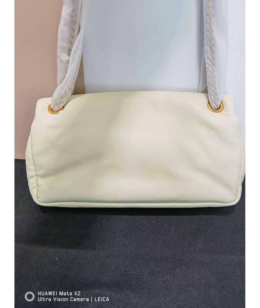 SAINT LAURENT Белая кожаная сумка через плечо, фото 4