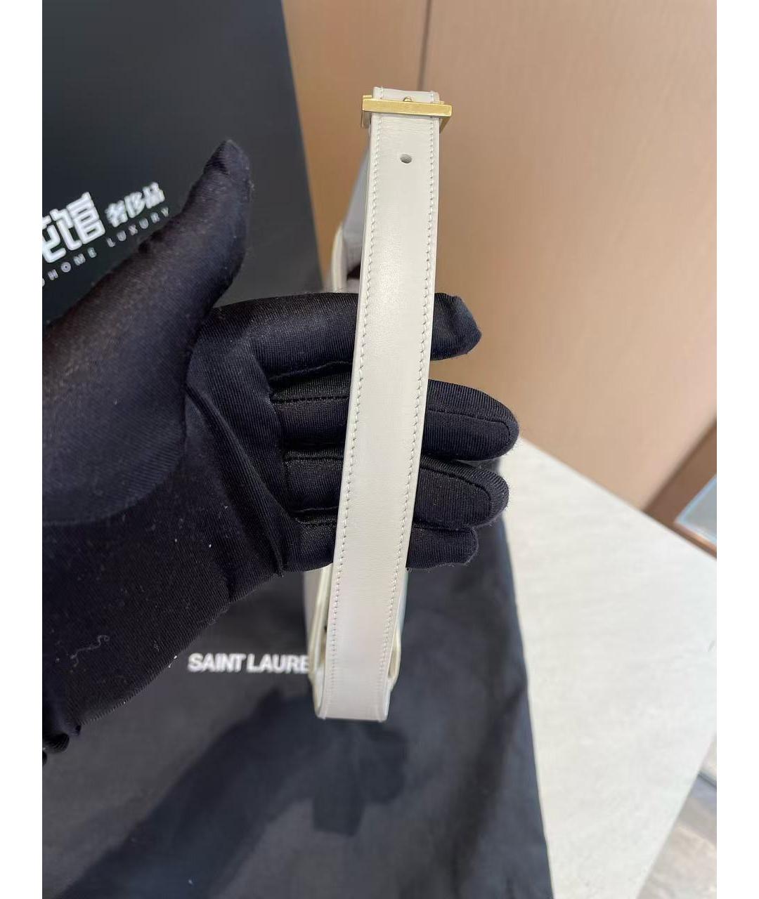 SAINT LAURENT Белая кожаная сумка с короткими ручками, фото 4