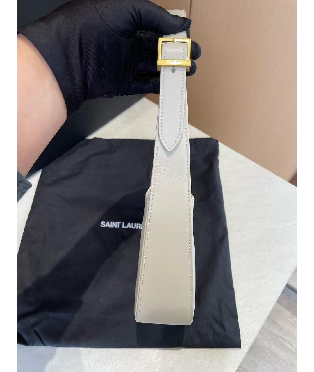SAINT LAURENT Белая кожаная сумка с короткими ручками, фото 3