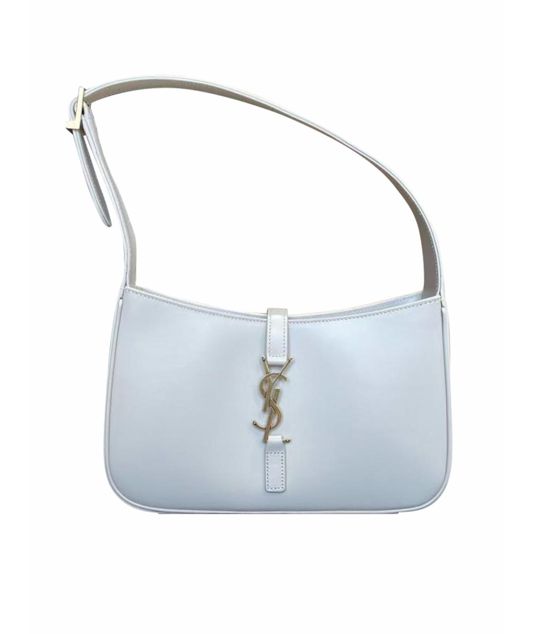 SAINT LAURENT Белая кожаная сумка с короткими ручками, фото 1