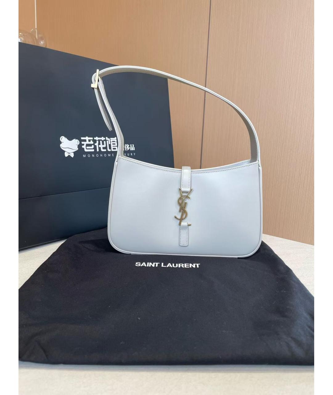 SAINT LAURENT Белая кожаная сумка с короткими ручками, фото 8