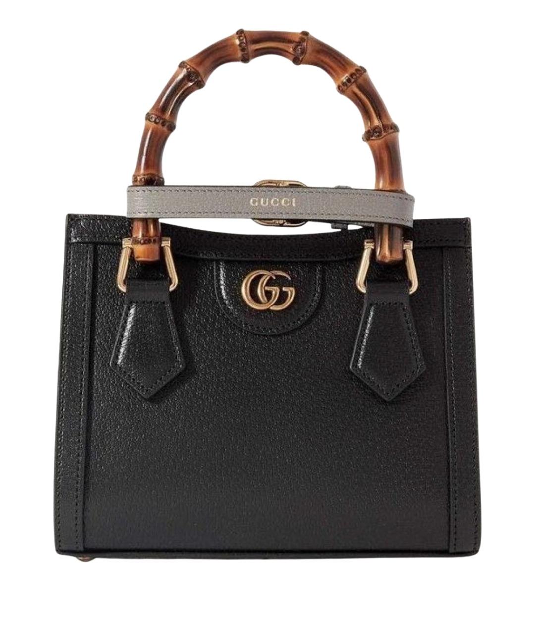 GUCCI Черная кожаная сумка с короткими ручками, фото 1