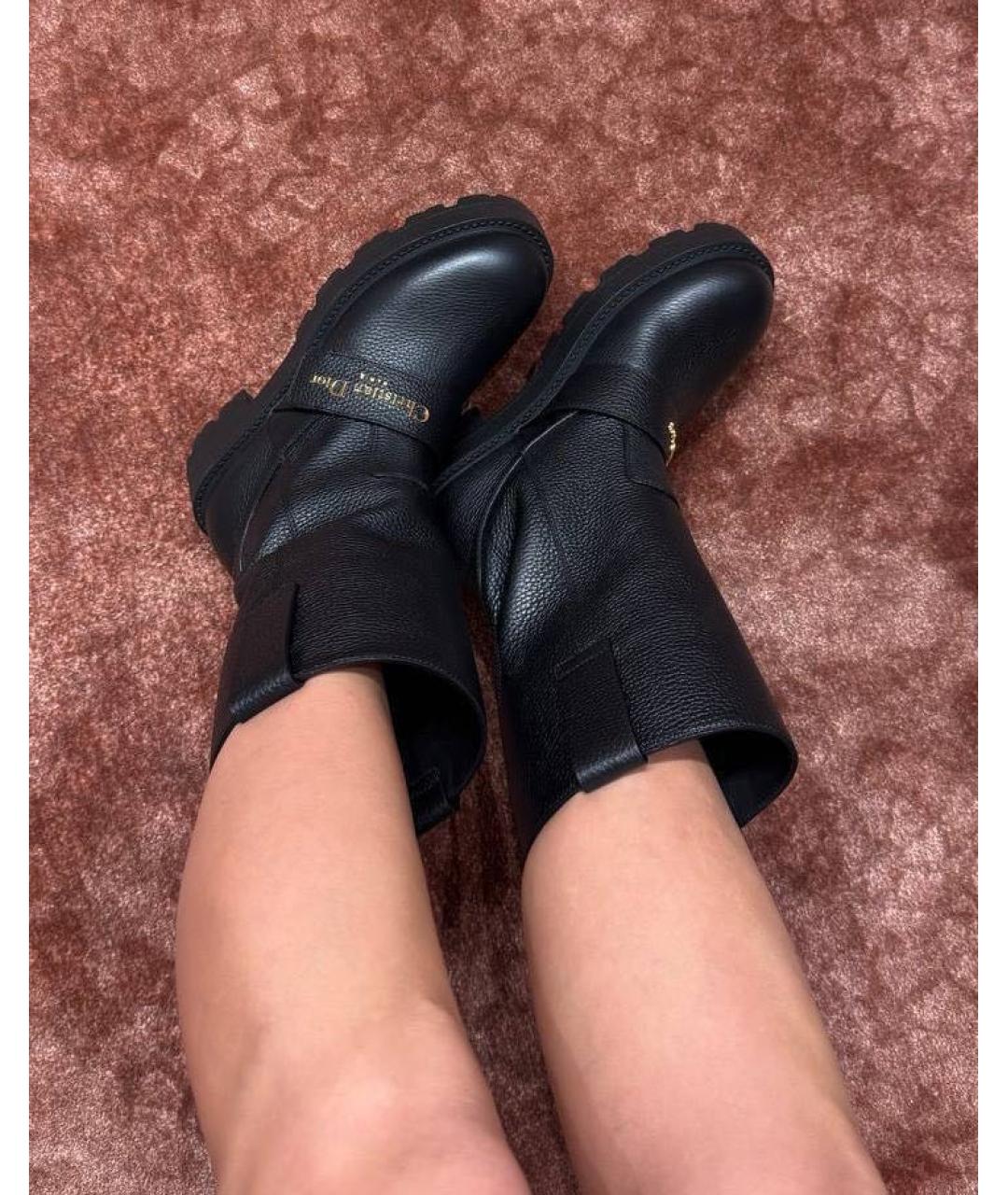 CHRISTIAN DIOR Черные кожаные сапоги, фото 3