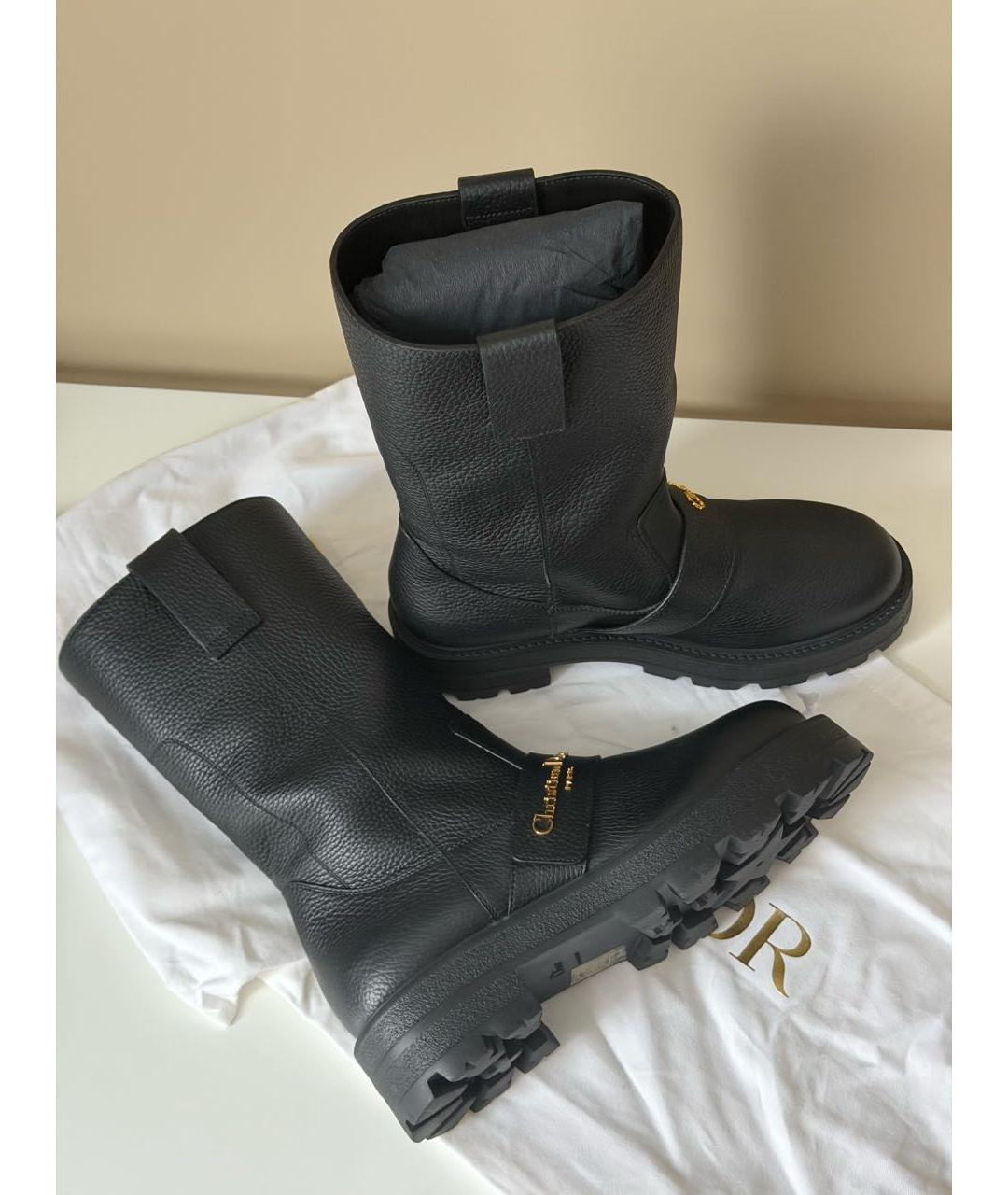 CHRISTIAN DIOR Черные кожаные сапоги, фото 5