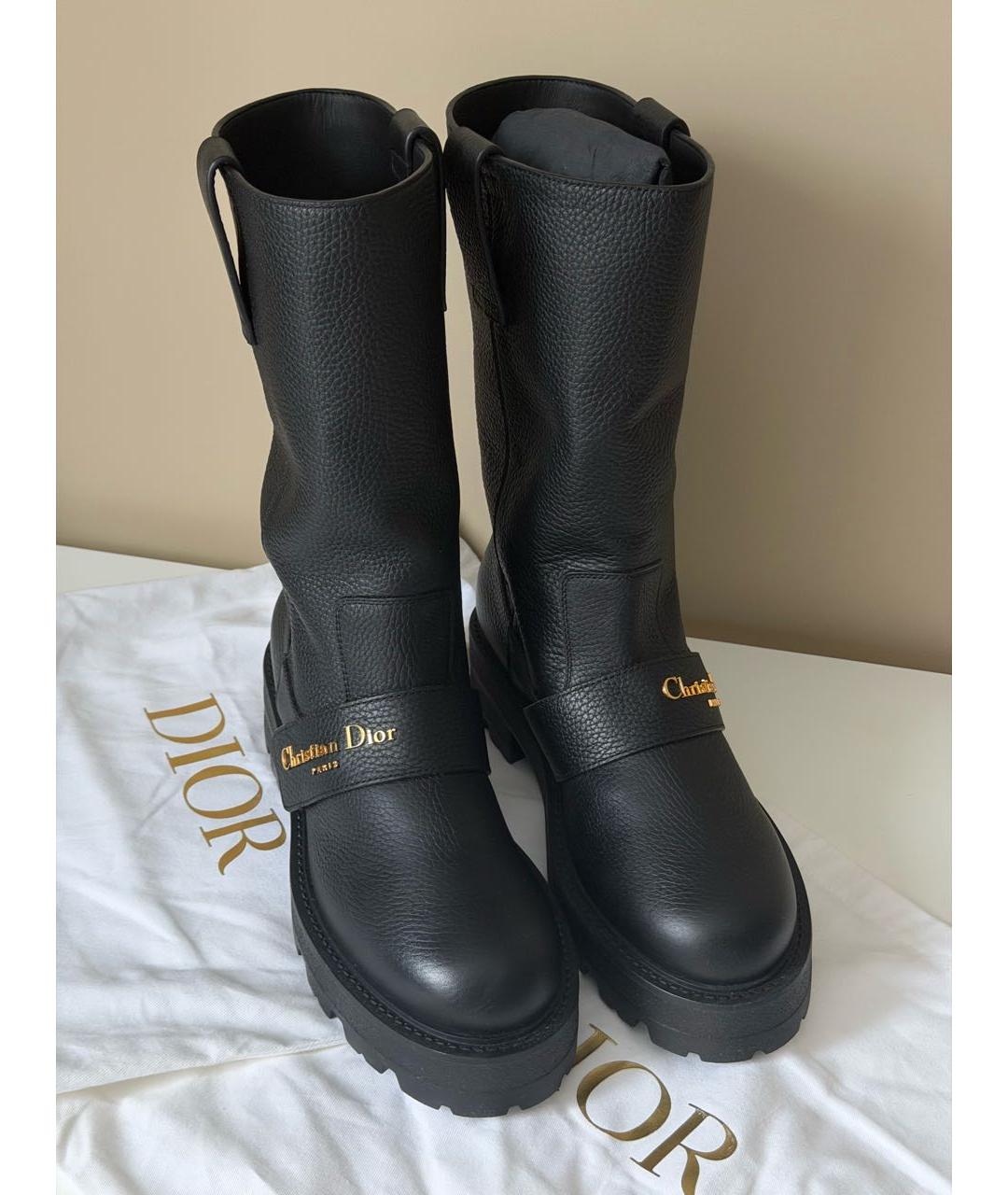 CHRISTIAN DIOR Черные кожаные сапоги, фото 6