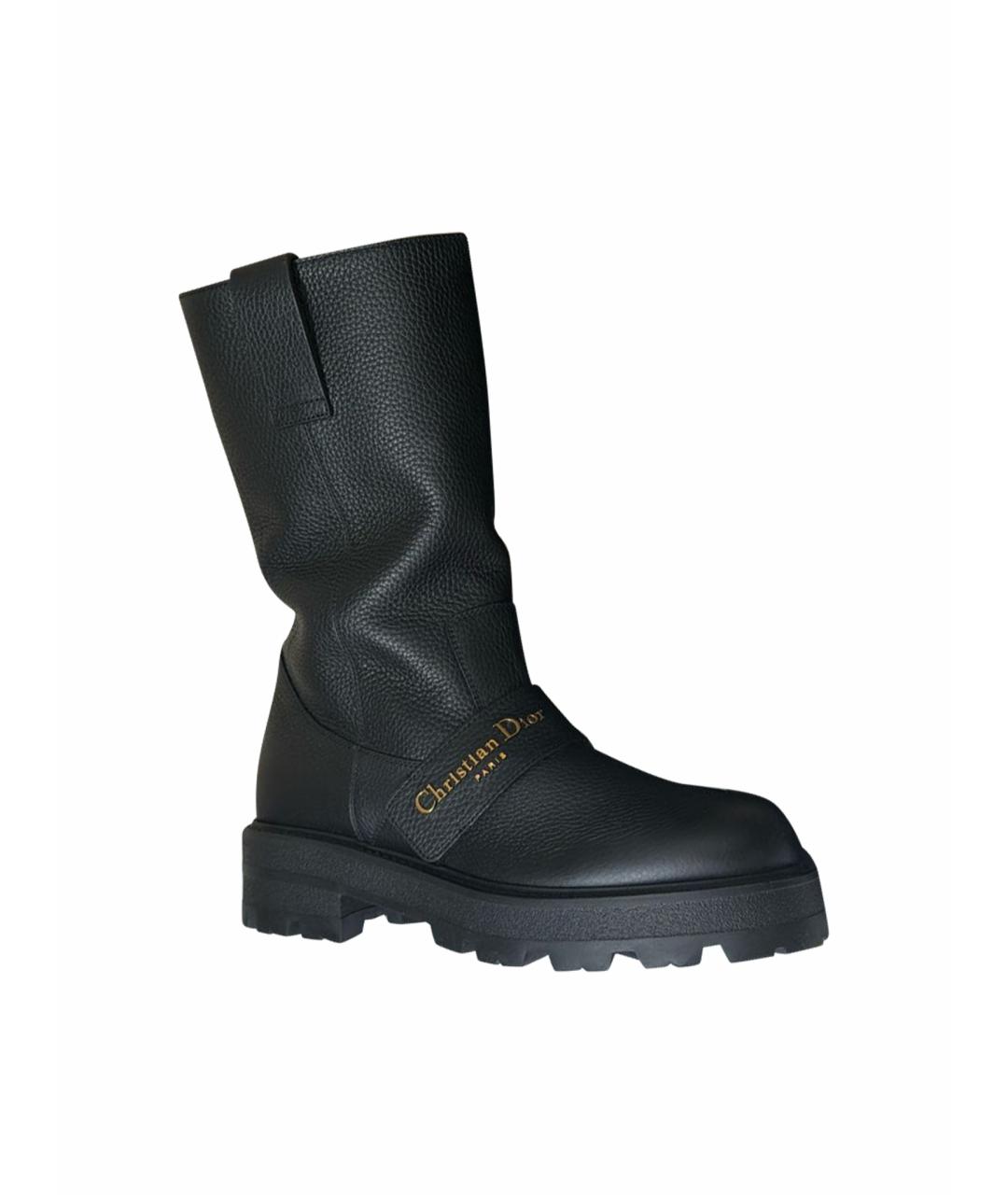 CHRISTIAN DIOR Черные кожаные сапоги, фото 1