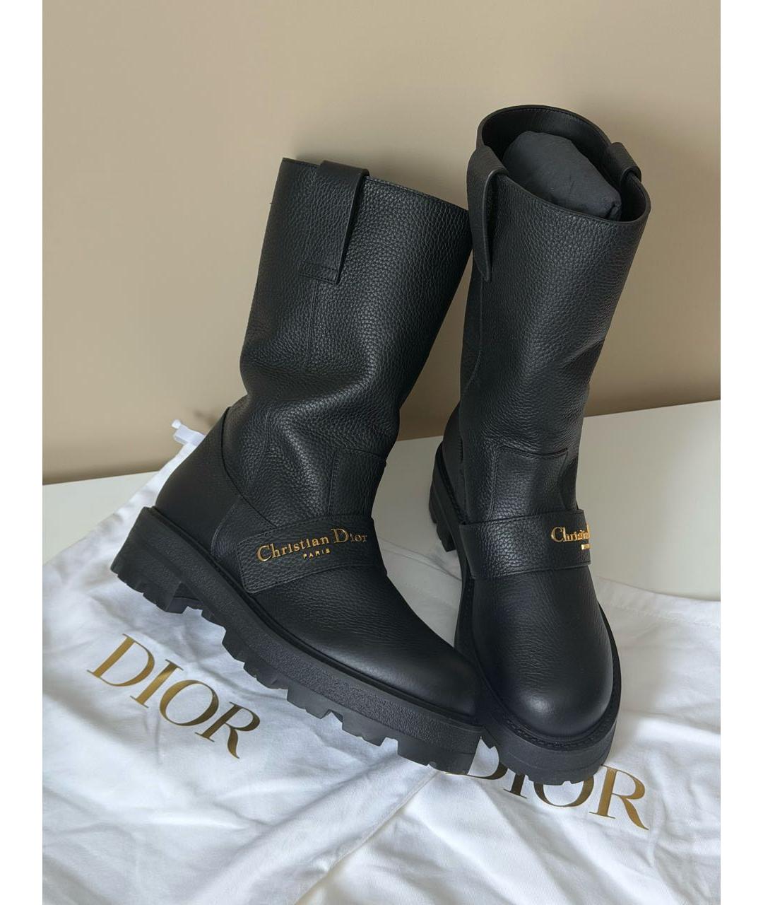 CHRISTIAN DIOR Черные кожаные сапоги, фото 7