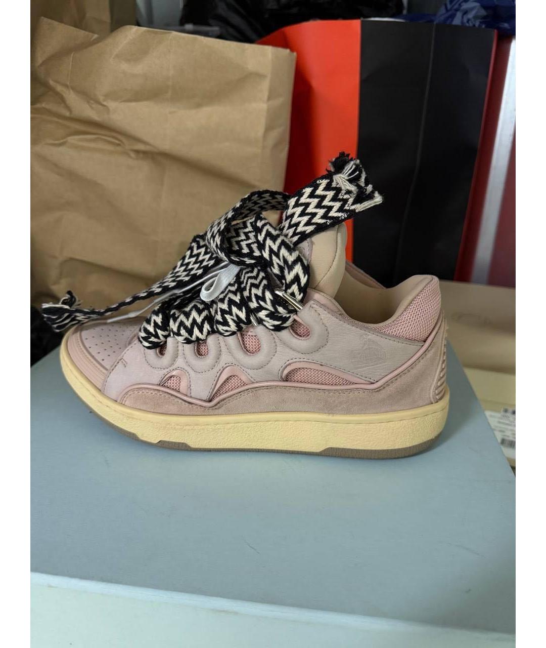 LANVIN Розовые замшевые кроссовки, фото 4