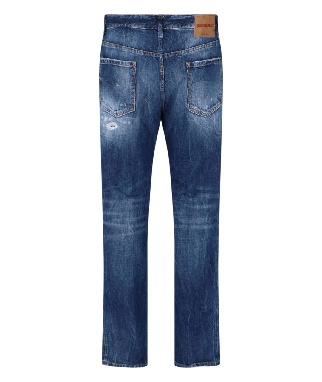 DSQUARED2 Синие хлопковые прямые джинсы, фото 2