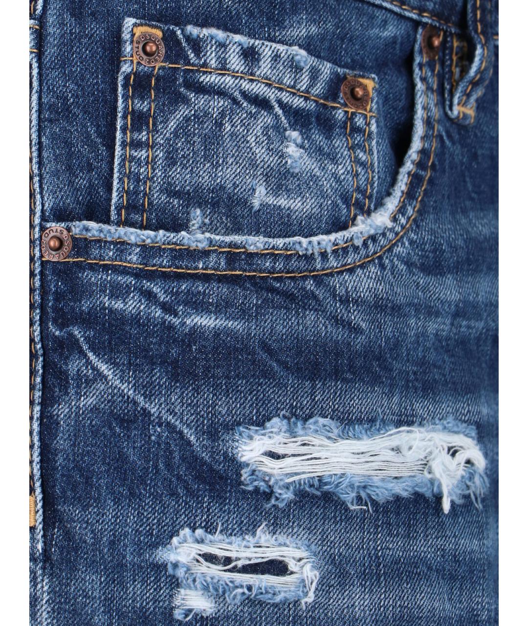 DSQUARED2 Синие хлопковые прямые джинсы, фото 4