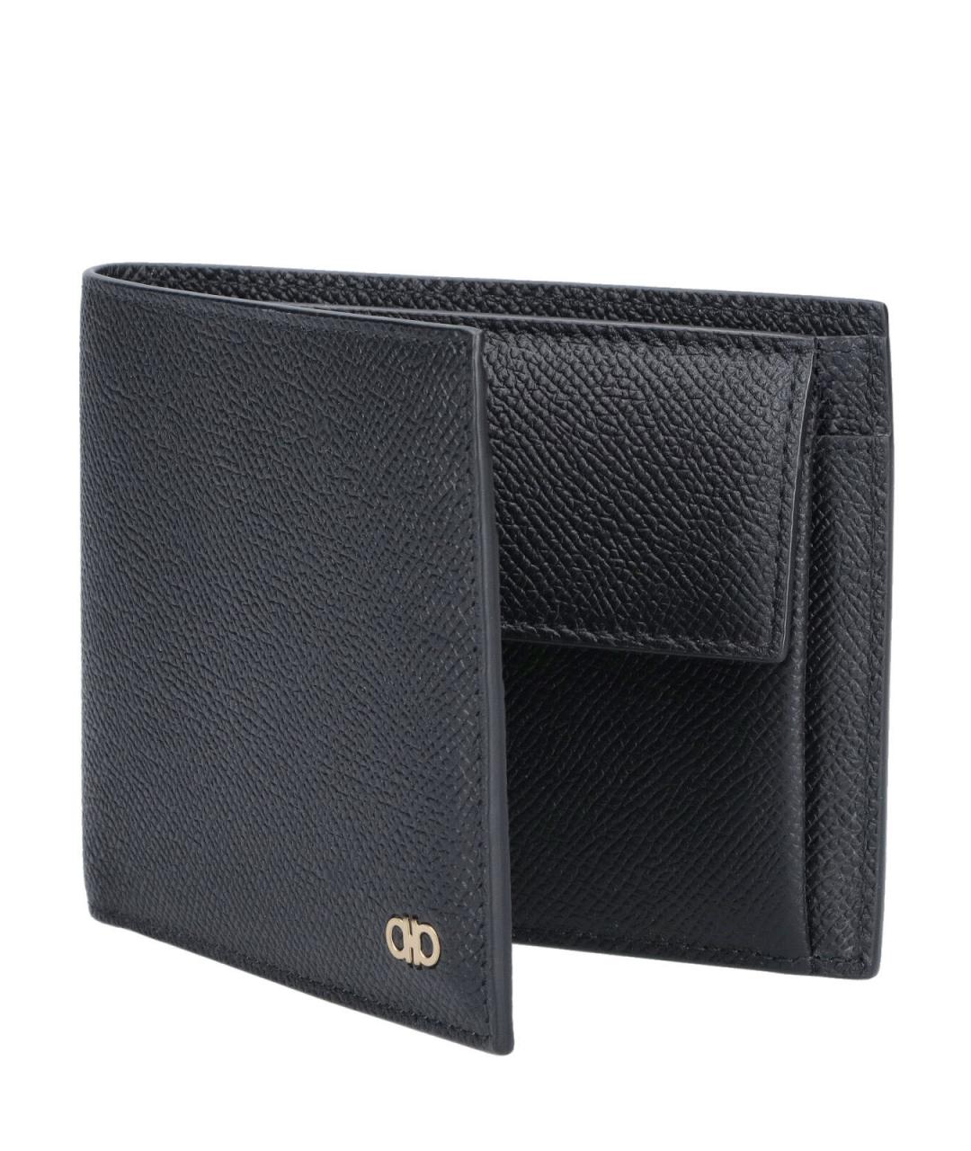 FERRAGAMO Черный кожаный кошелек, фото 4