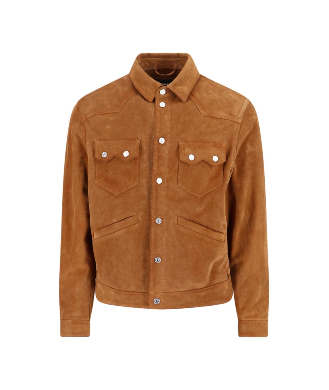 DSQUARED2 Коричневая замшевая куртка, фото 1