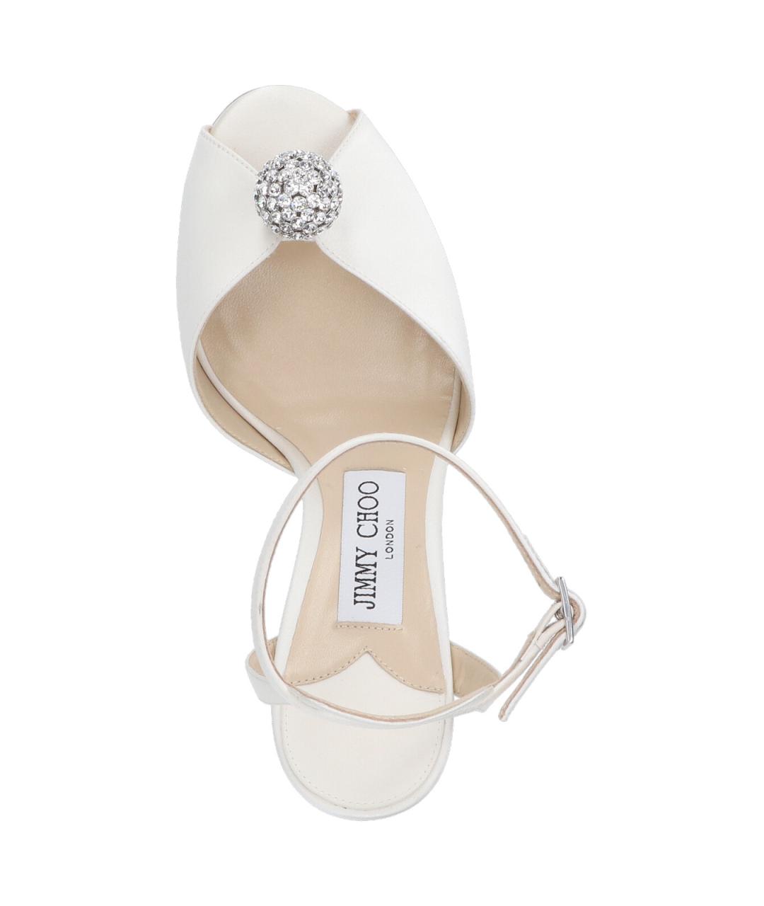 JIMMY CHOO Белые кожаные босоножки, фото 5