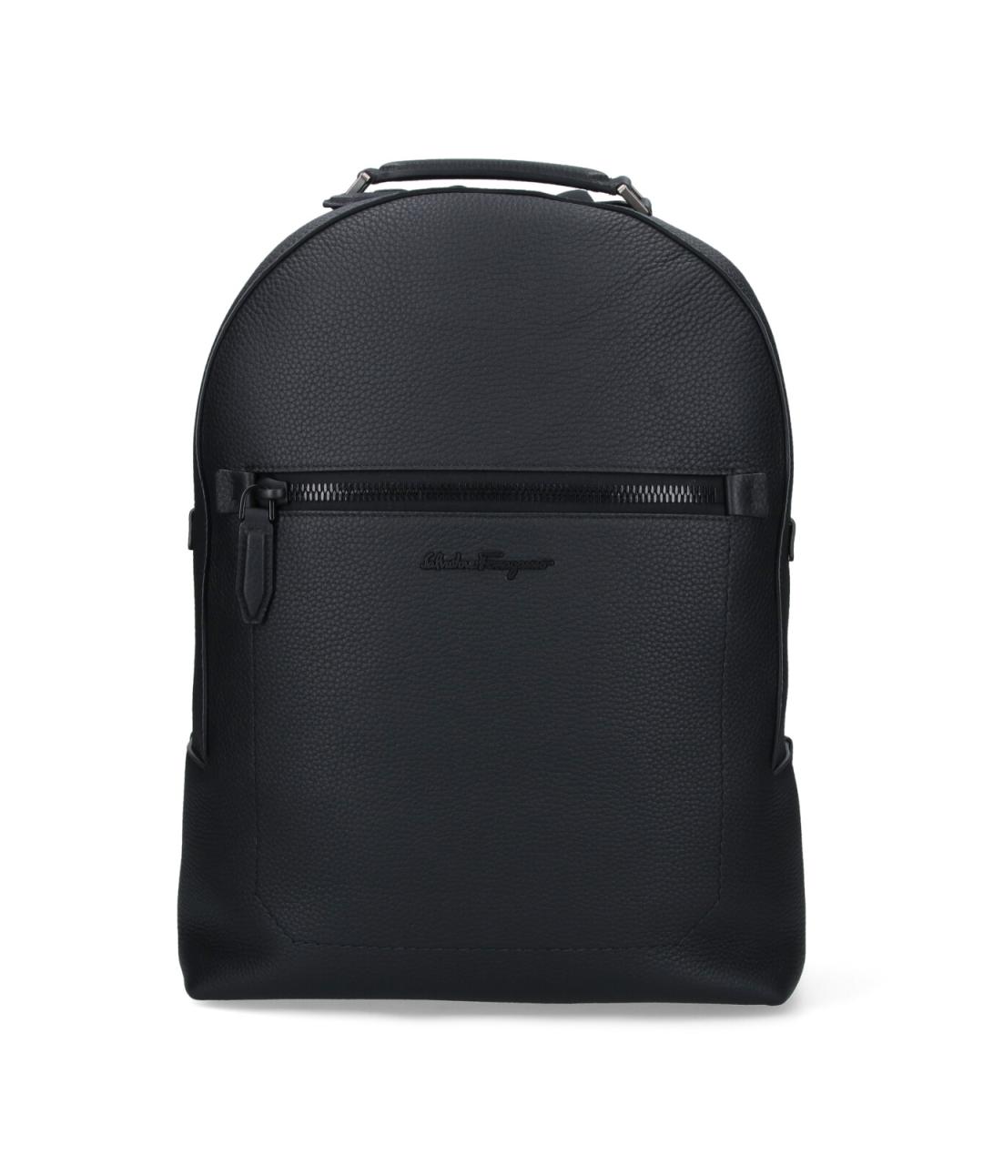 FERRAGAMO Черный кожаный рюкзак, фото 1