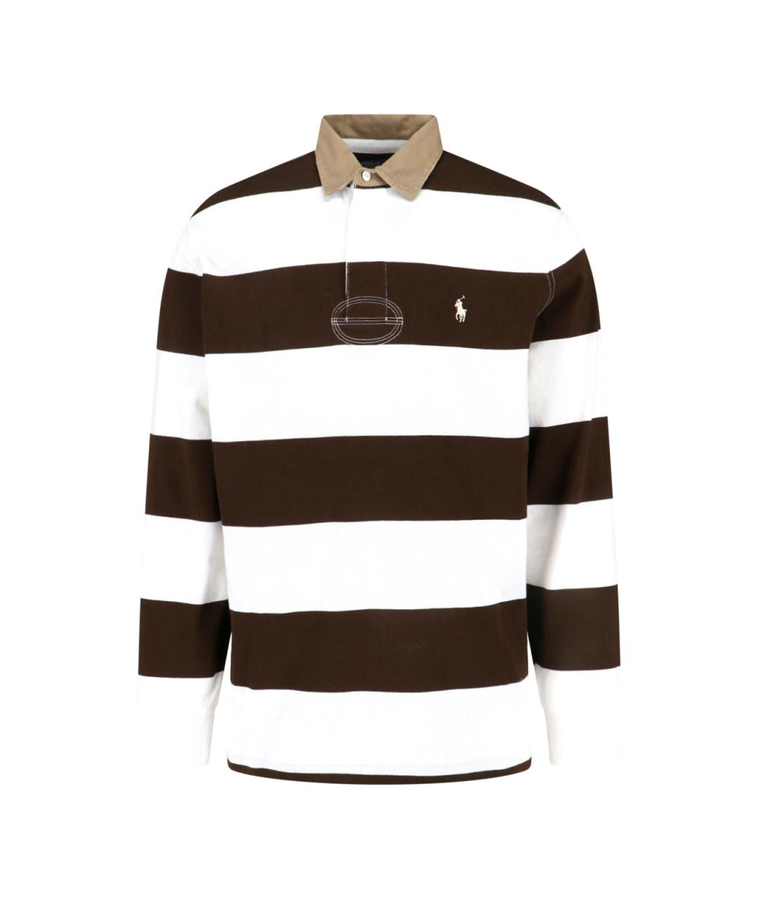 POLO RALPH LAUREN Коричневое хлопковое поло с длинным рукавом, фото 1