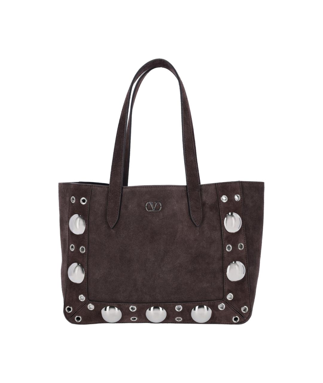 VALENTINO Коричневая замшевая сумка тоут, фото 1