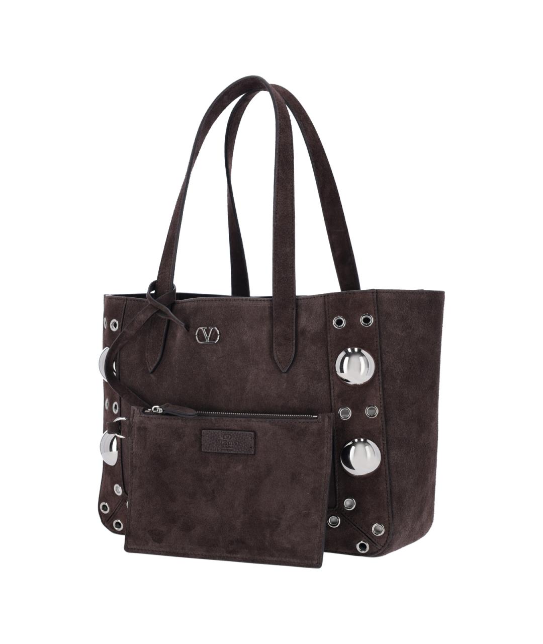 VALENTINO Коричневая замшевая сумка тоут, фото 2