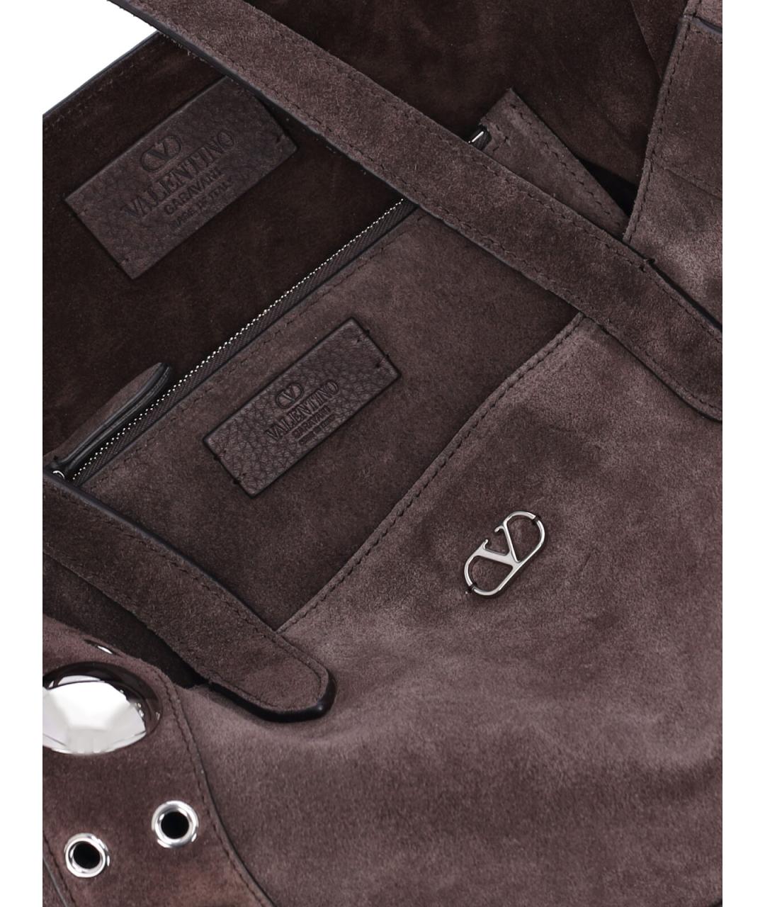 VALENTINO Коричневая замшевая сумка тоут, фото 4