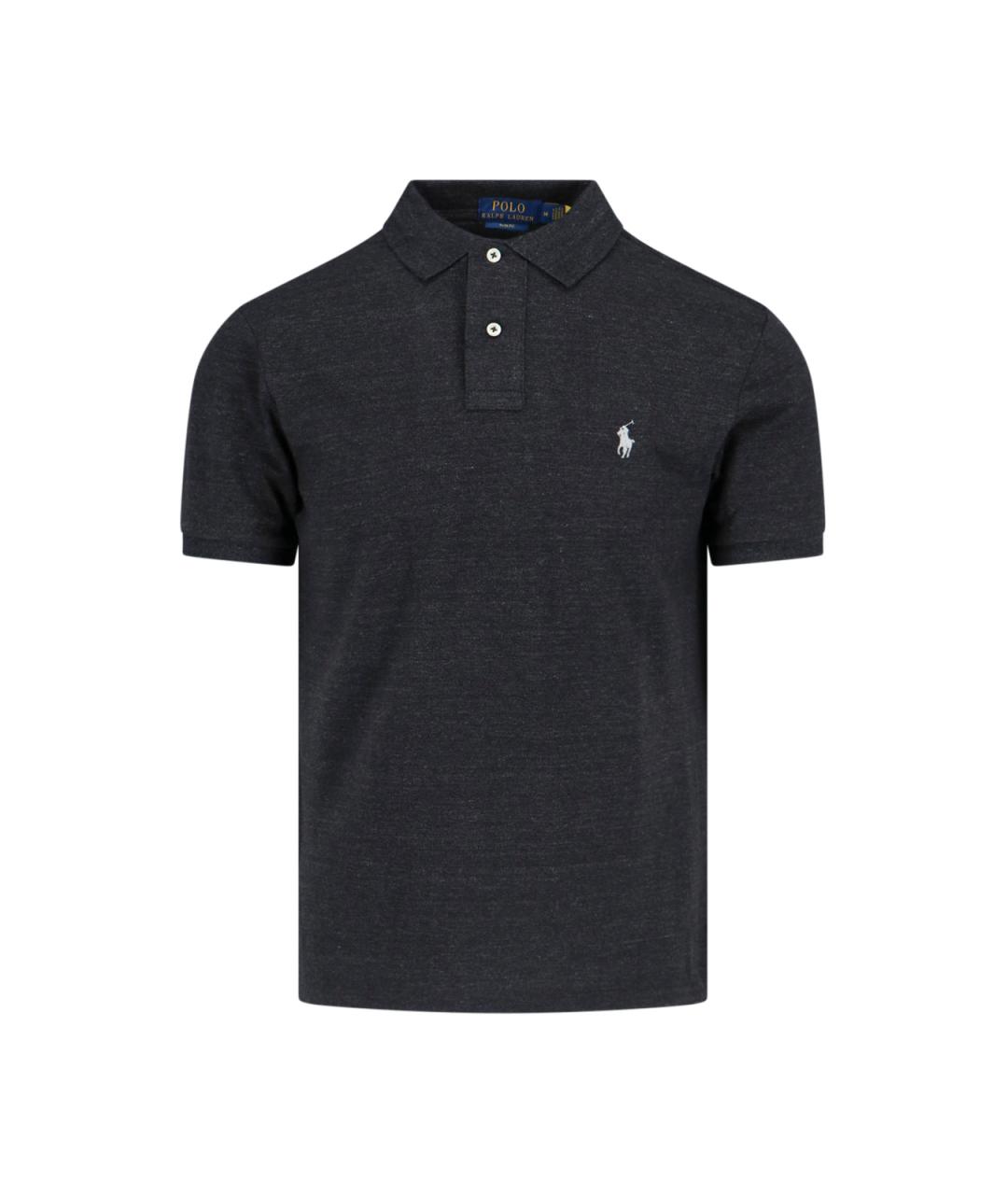 POLO RALPH LAUREN Черное хлопковое поло с коротким рукавом, фото 1