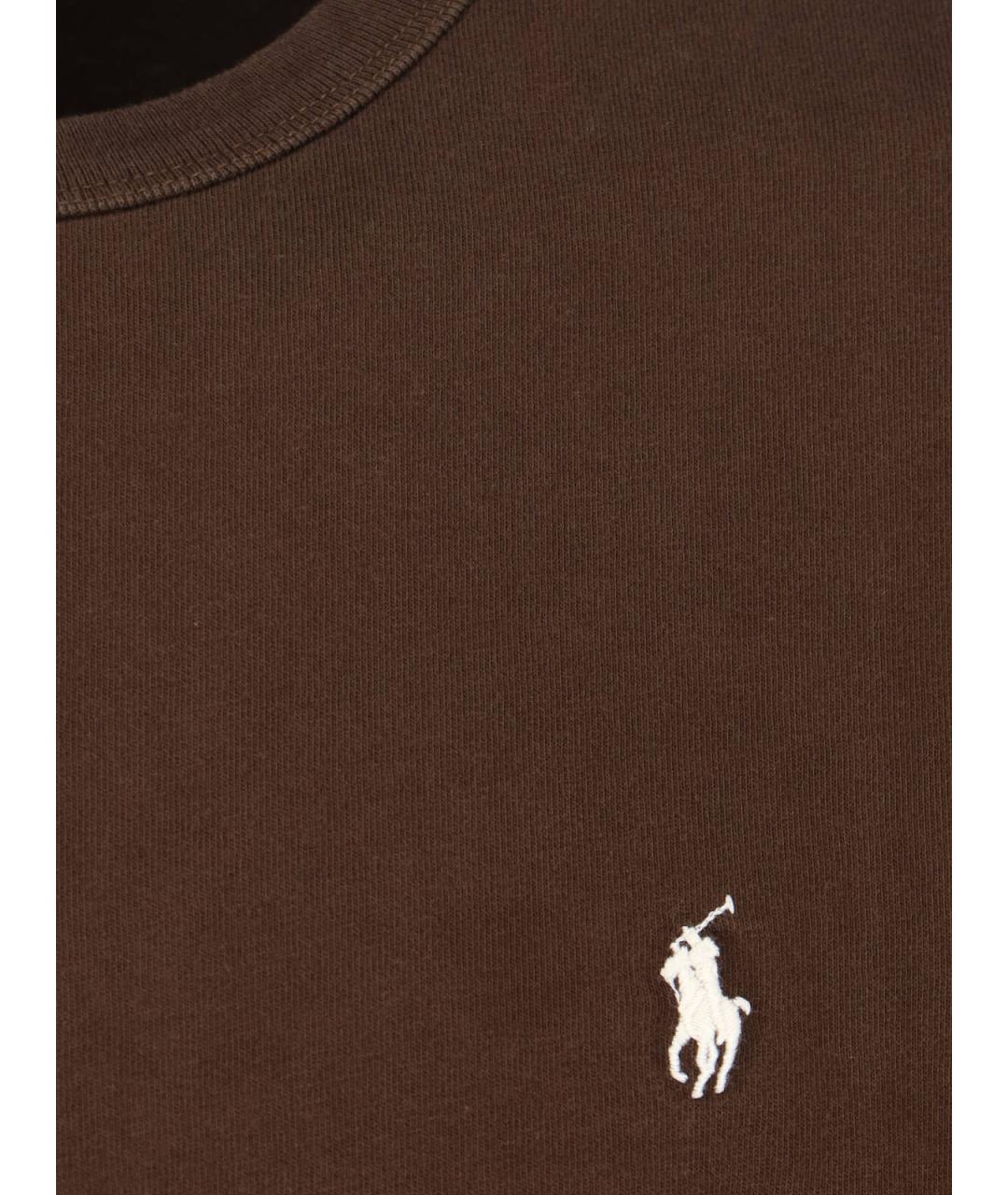 POLO RALPH LAUREN Коричневая хлопковая футболка, фото 3