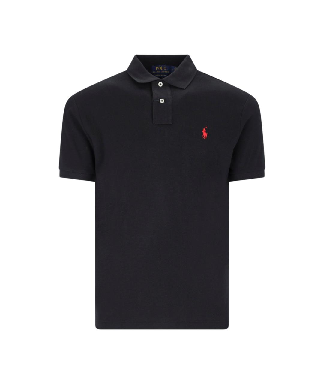 POLO RALPH LAUREN Черное хлопковое поло с коротким рукавом, фото 1