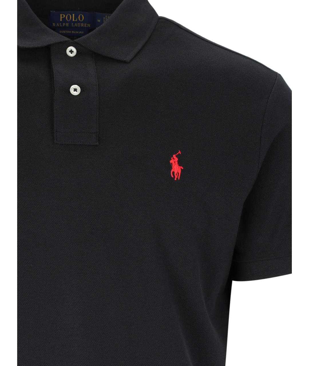 POLO RALPH LAUREN Черное хлопковое поло с коротким рукавом, фото 3