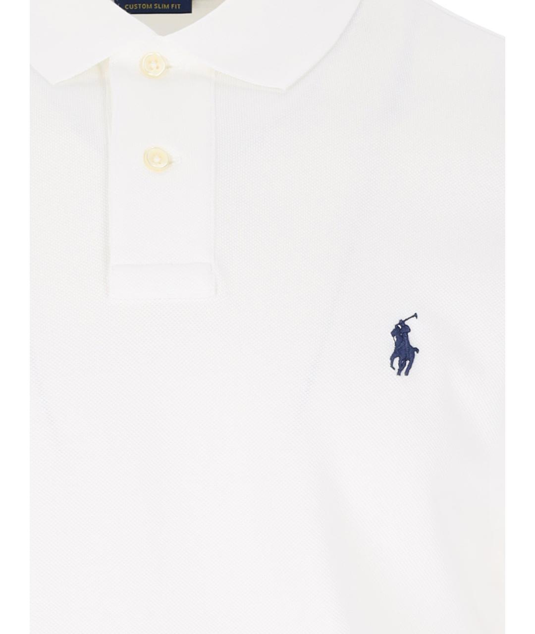 POLO RALPH LAUREN Белое хлопковое поло с коротким рукавом, фото 3
