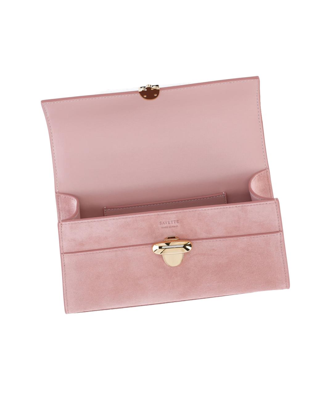 Savette Розовая кожаная сумка с короткими ручками, фото 4