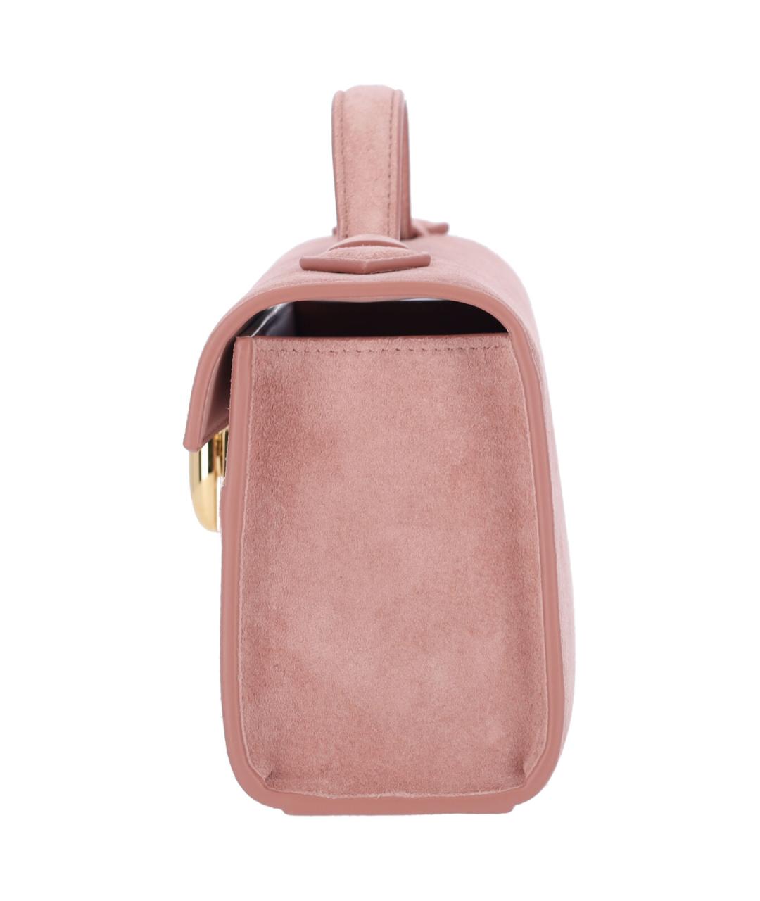 Savette Розовая кожаная сумка с короткими ручками, фото 5
