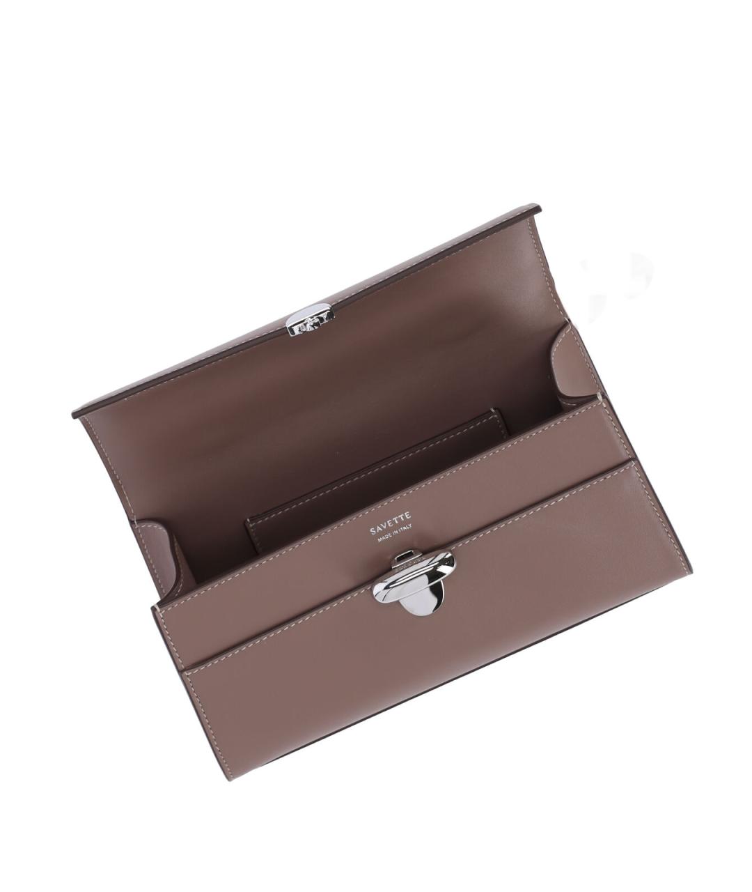 Savette Бежевая кожаная сумка с короткими ручками, фото 4