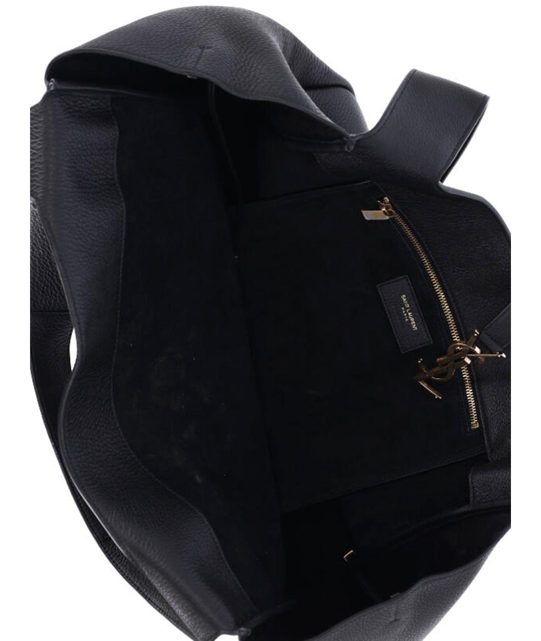 SAINT LAURENT Черная кожаная сумка тоут, фото 4