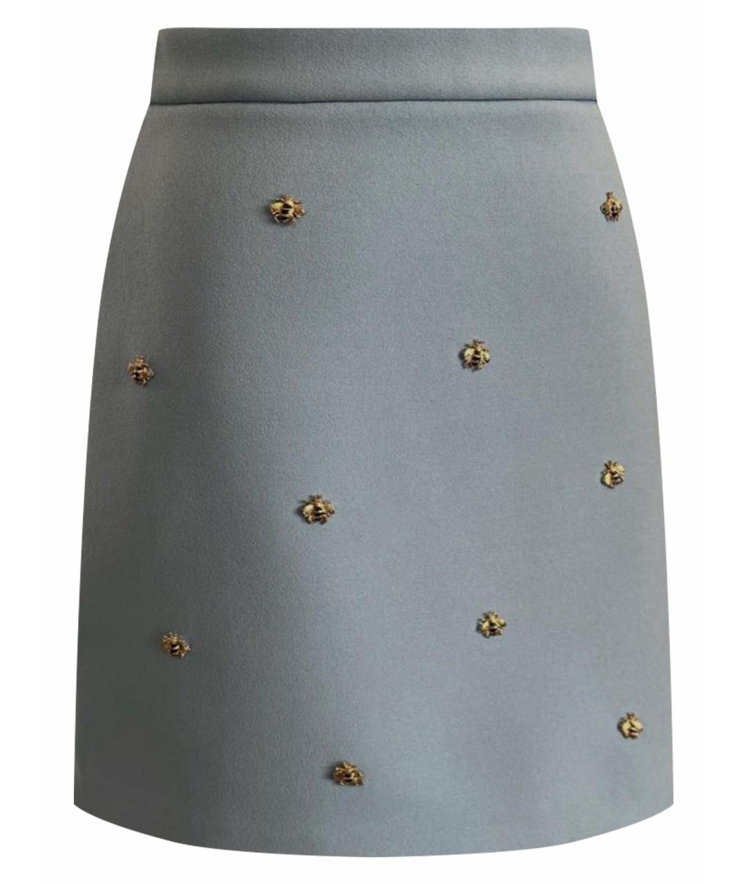 MAJE Голубая ацетатная юбка мини, фото 1