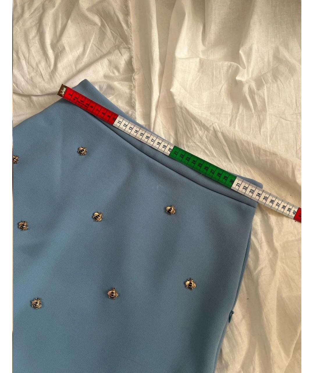 MAJE Голубая ацетатная юбка мини, фото 7