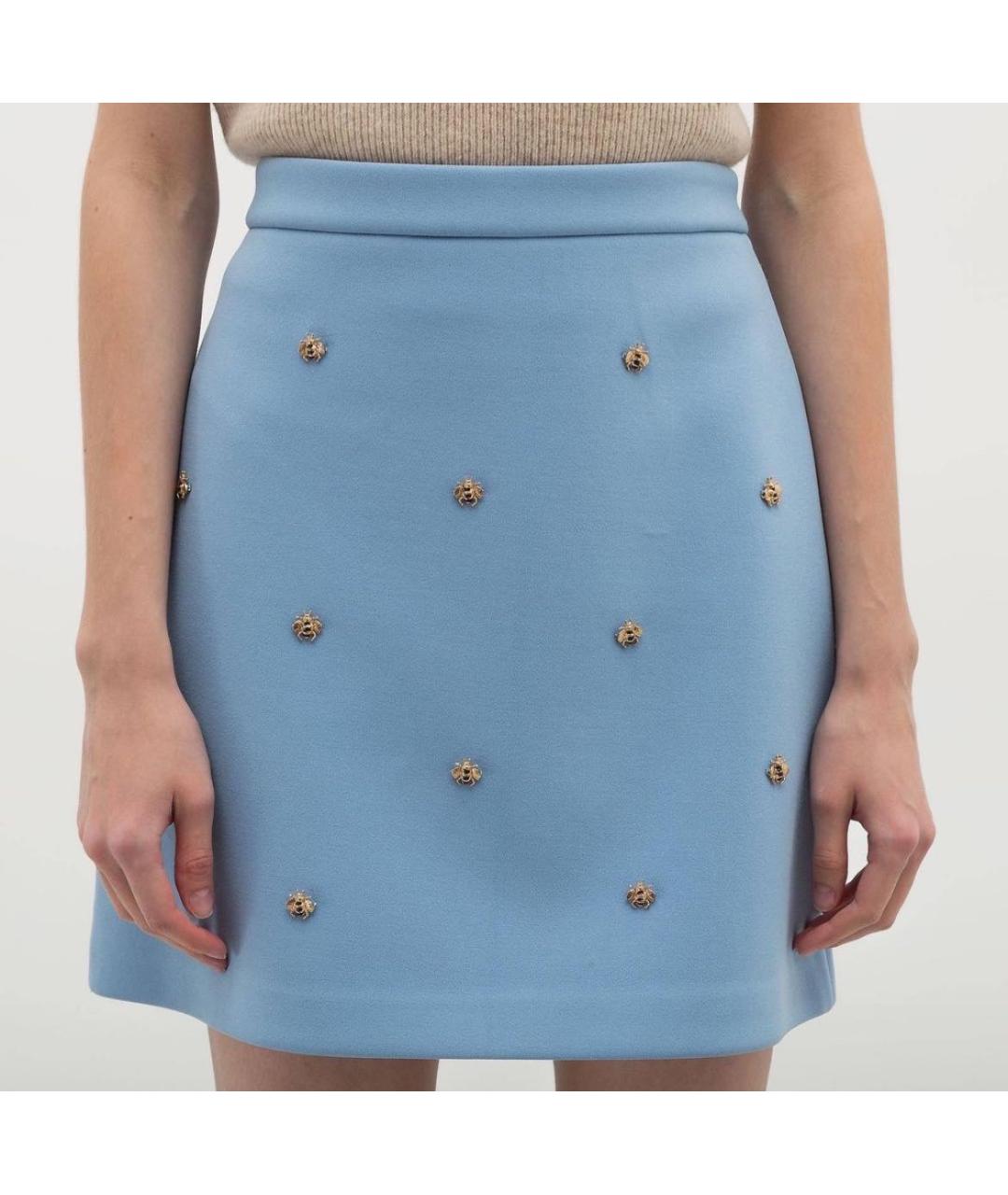 MAJE Голубая ацетатная юбка мини, фото 2