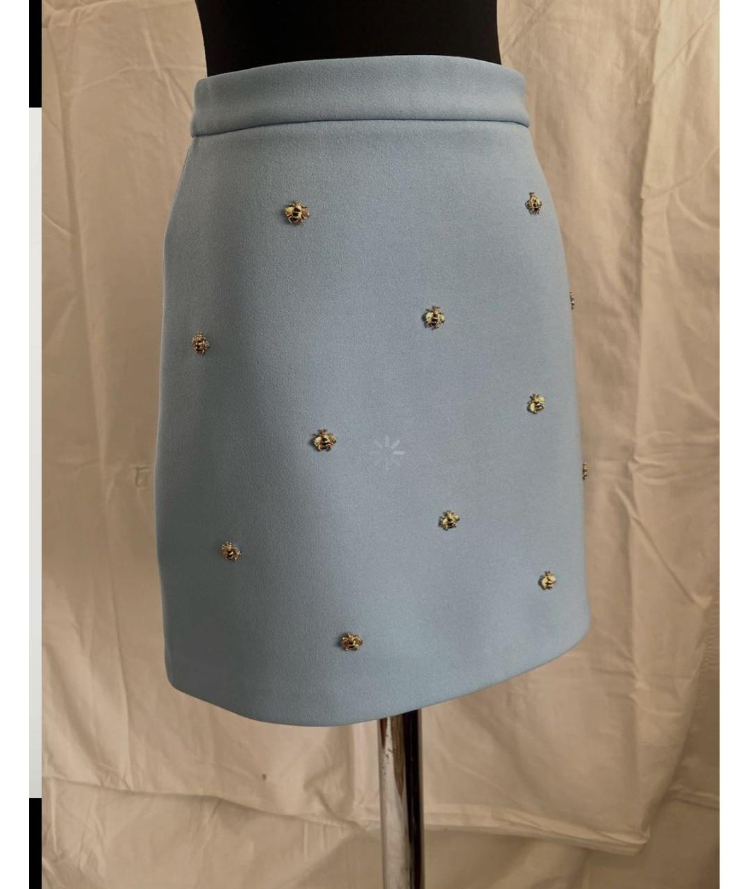 MAJE Голубая ацетатная юбка мини, фото 9