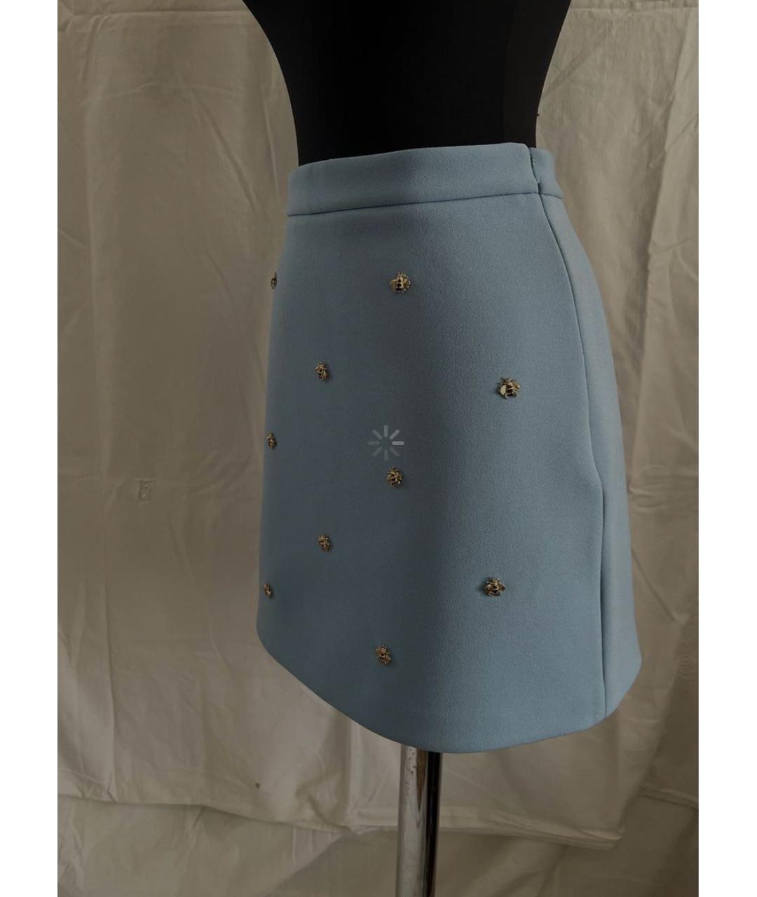 MAJE Голубая ацетатная юбка мини, фото 4