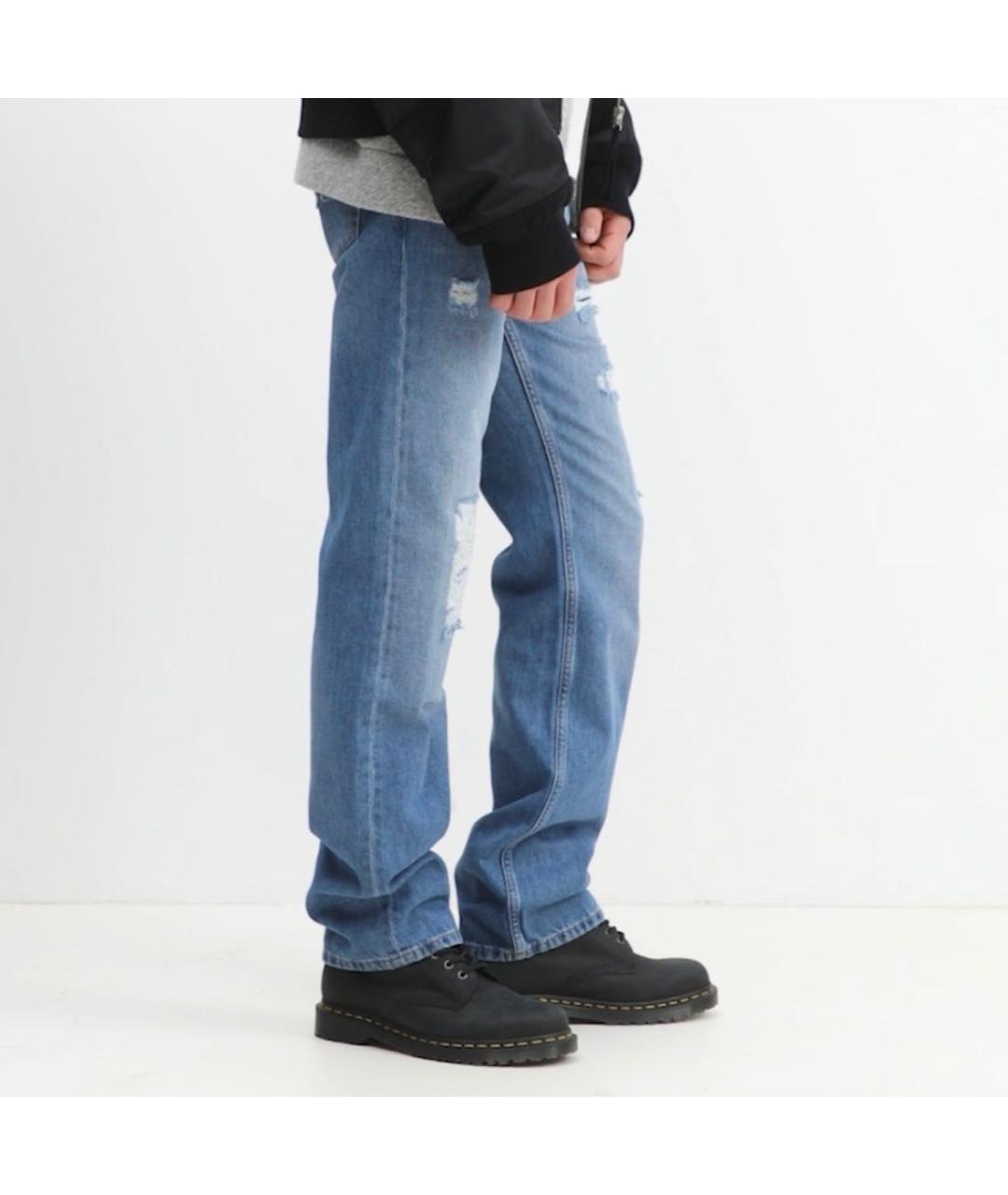 JUST CAVALLI Синие хлопковые прямые джинсы, фото 8