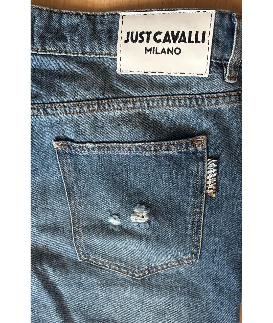 JUST CAVALLI Синие хлопковые прямые джинсы, фото 4