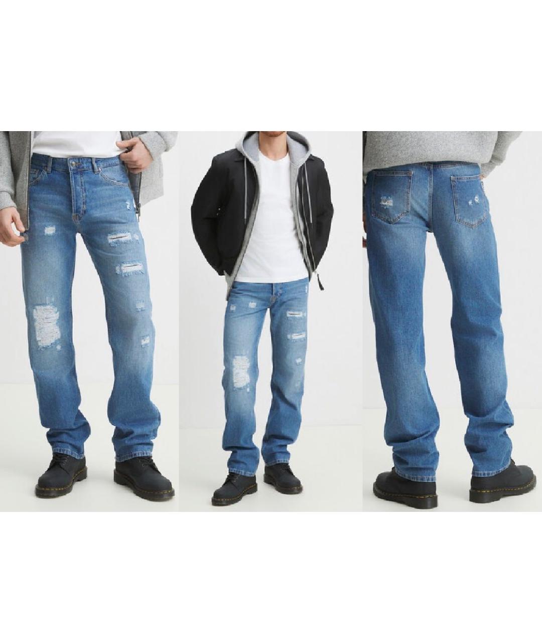 JUST CAVALLI Синие хлопковые прямые джинсы, фото 5