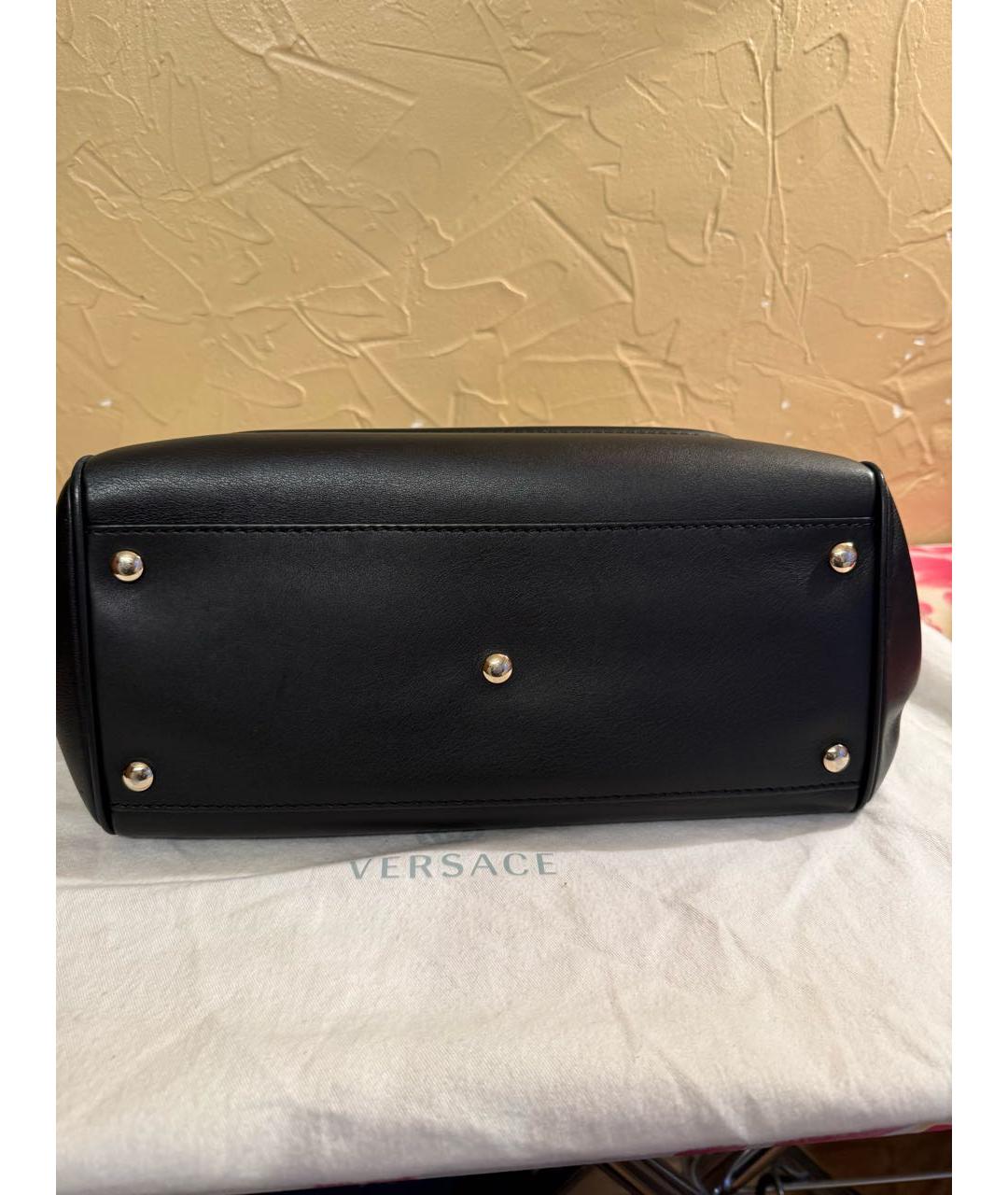 VERSACE Черная кожаная сумка тоут, фото 3