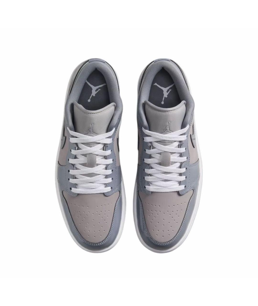 JORDAN Серые низкие кроссовки / кеды из лакированной кожи, фото 3