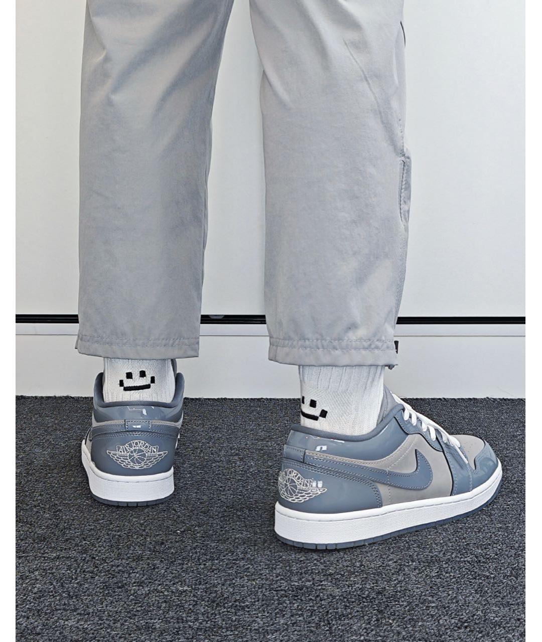 JORDAN Серые низкие кроссовки / кеды из лакированной кожи, фото 8