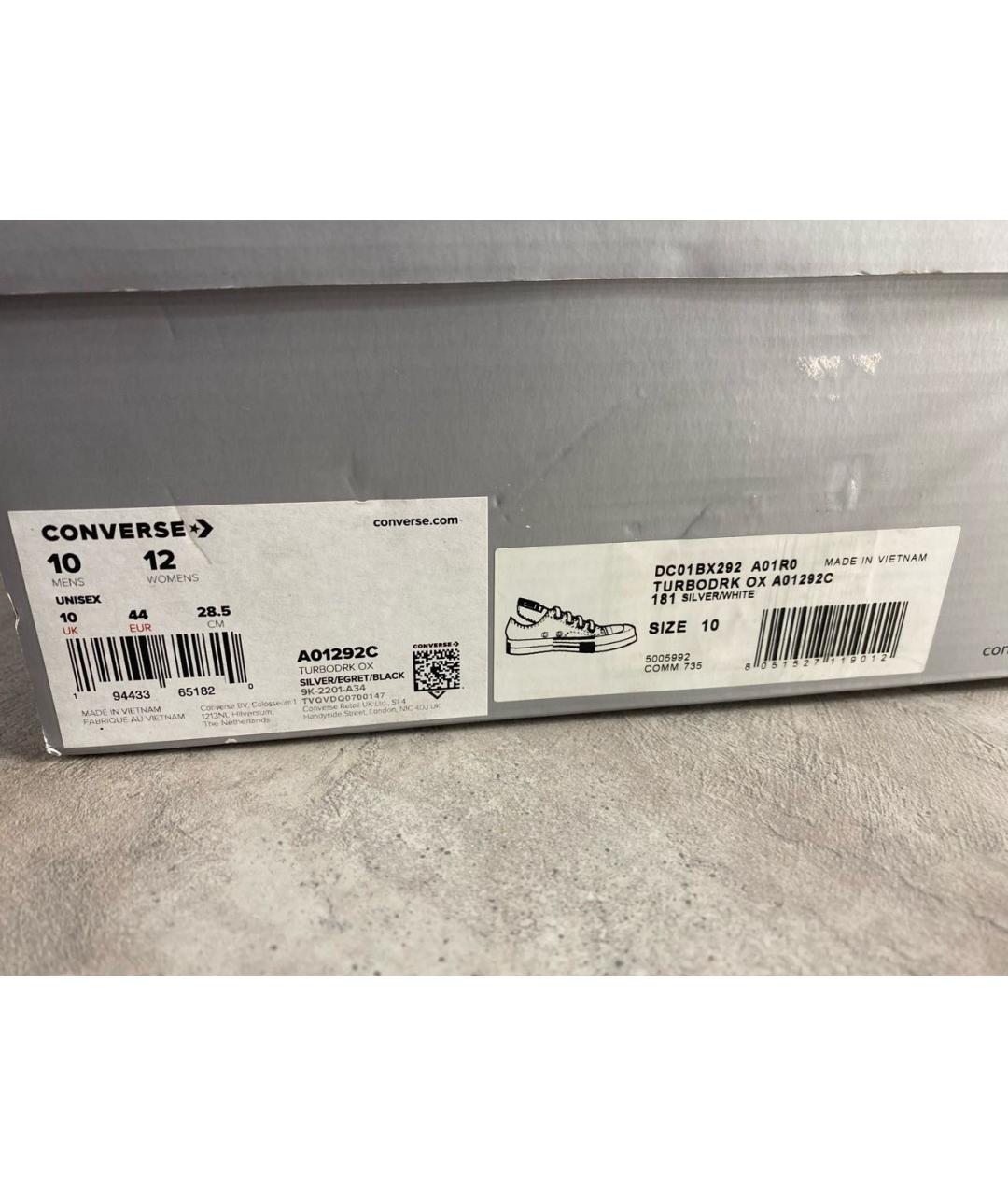 RICK OWENS DRKSHDW Серебряные текстильные низкие кроссовки / кеды, фото 8