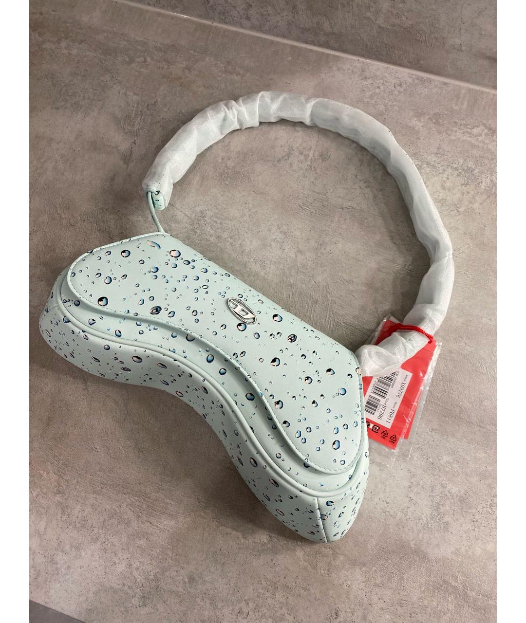 DIESEL Голубая сумка через плечо из лакированной кожи, фото 4