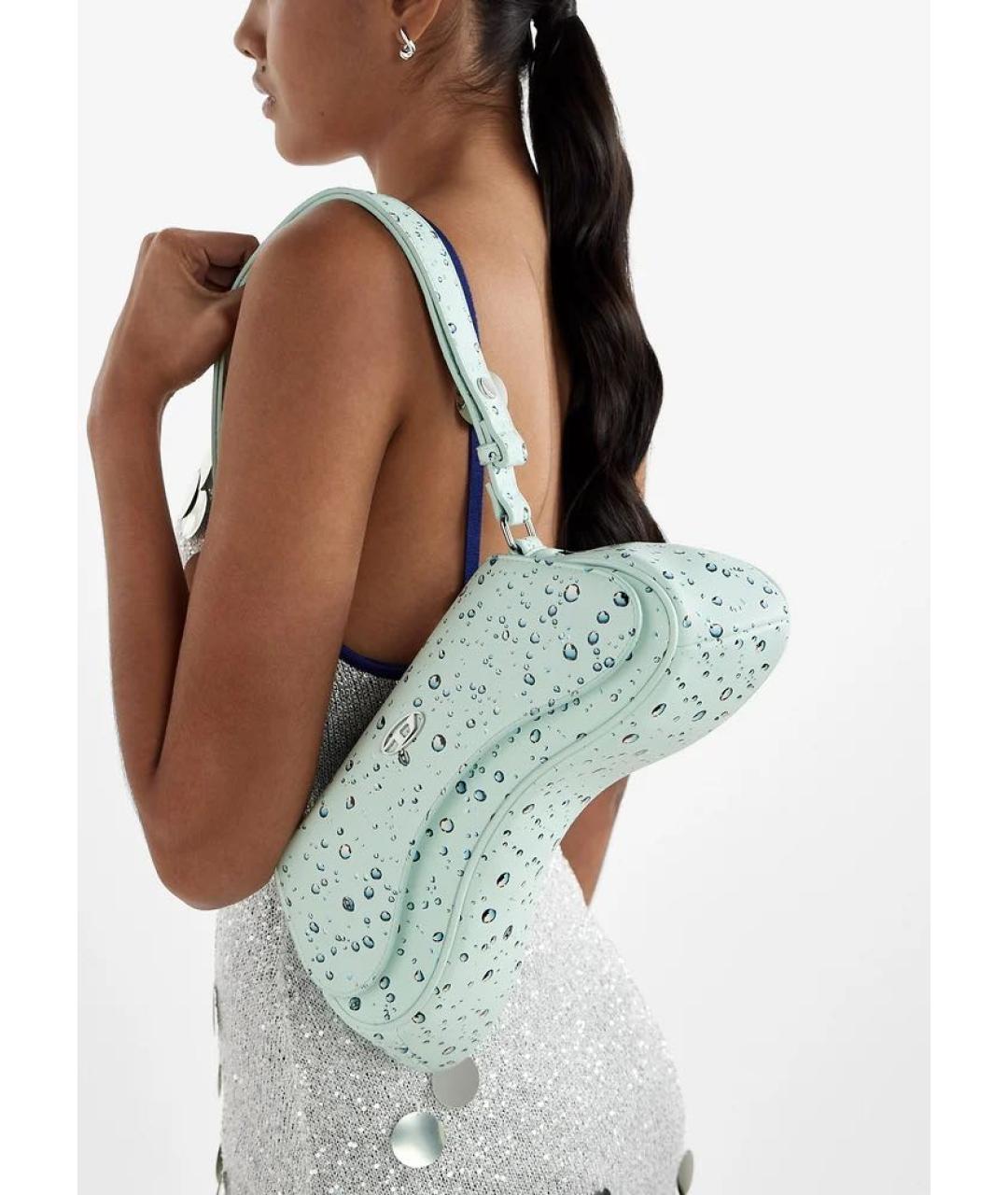 DIESEL Голубая сумка через плечо из лакированной кожи, фото 8