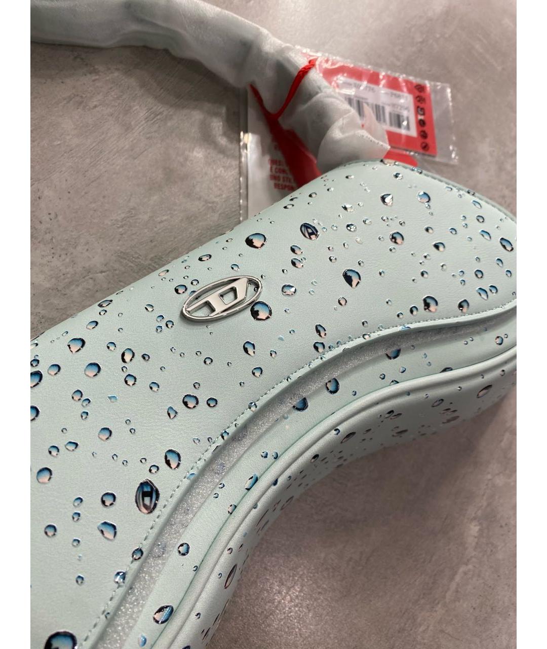 DIESEL Голубая сумка через плечо из лакированной кожи, фото 5