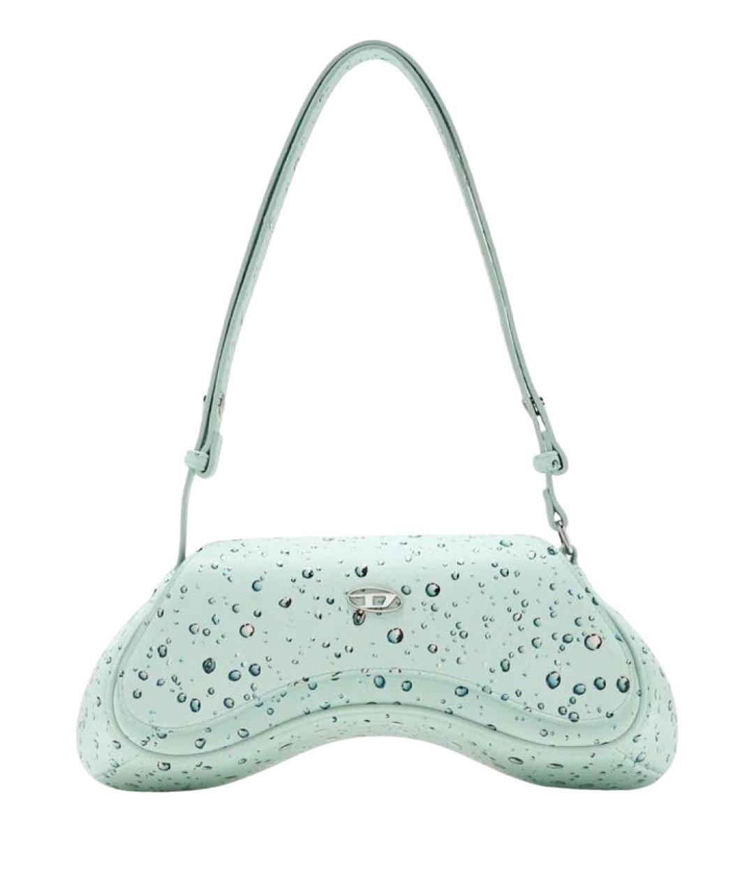 DIESEL Голубая сумка через плечо из лакированной кожи, фото 1