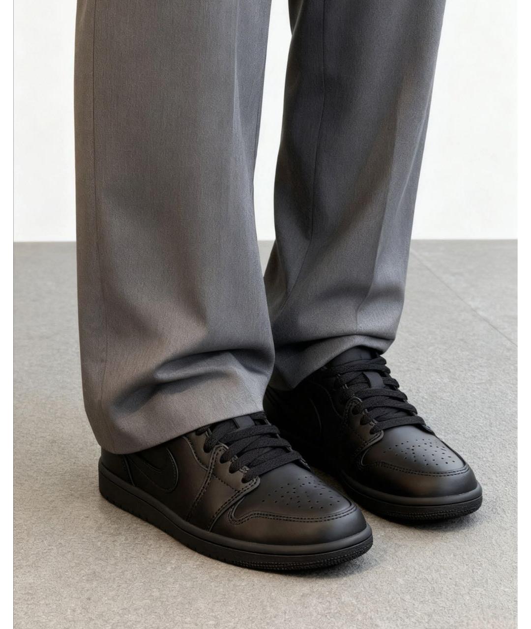 JORDAN Черные кожаные низкие кроссовки / кеды, фото 8